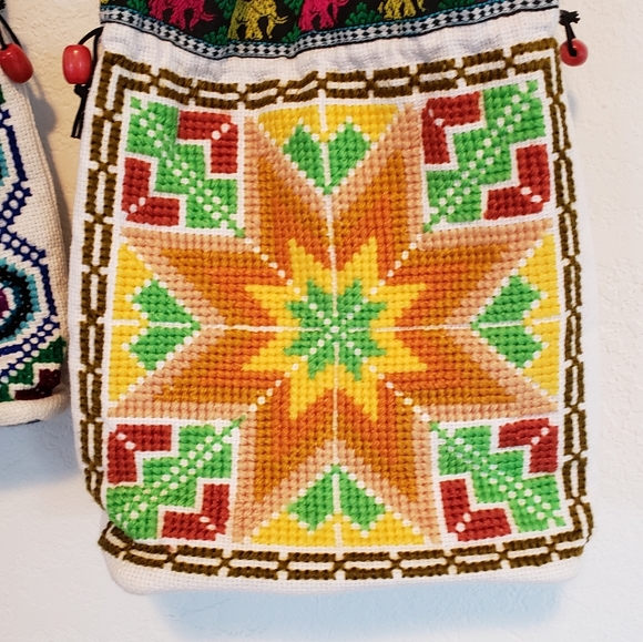 x2 Handmade Totes Colorful Asian Handmade Totes with Intricate Colorful Pattern - Picture 3 of 15